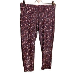 Energy Zone Cropped Leggings Womens SZ M Black Confetti Print Capris Retro Gym